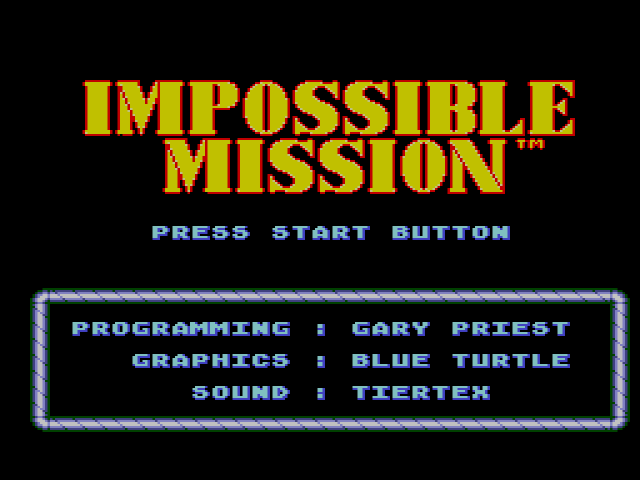 Impossible Mission title screen for Sega Master System